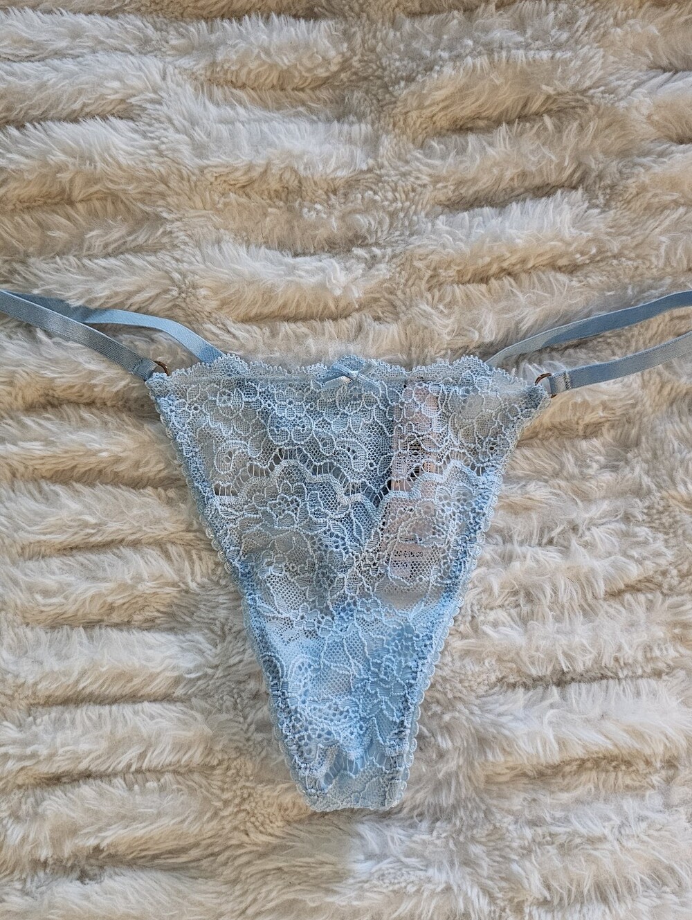 Victoria's Secret Blue Lace V-String Small